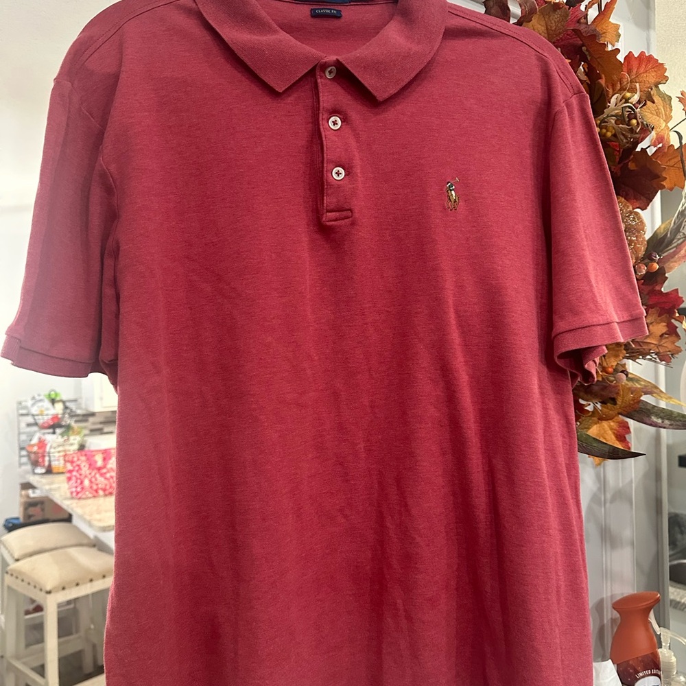 Ralph Lauren Men's Classic Red/rust Polo Shirt in large- classic fit.